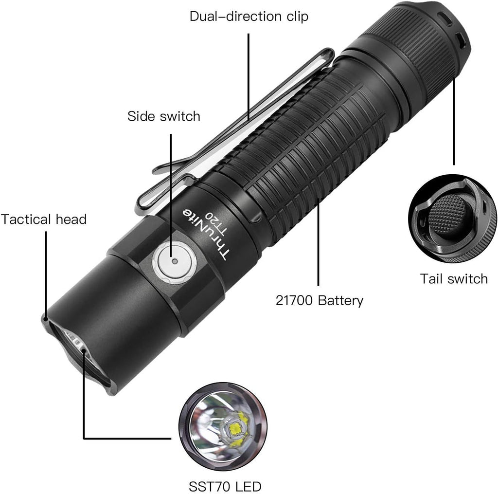 Black Rechargeable Tactical Flashlight C100652