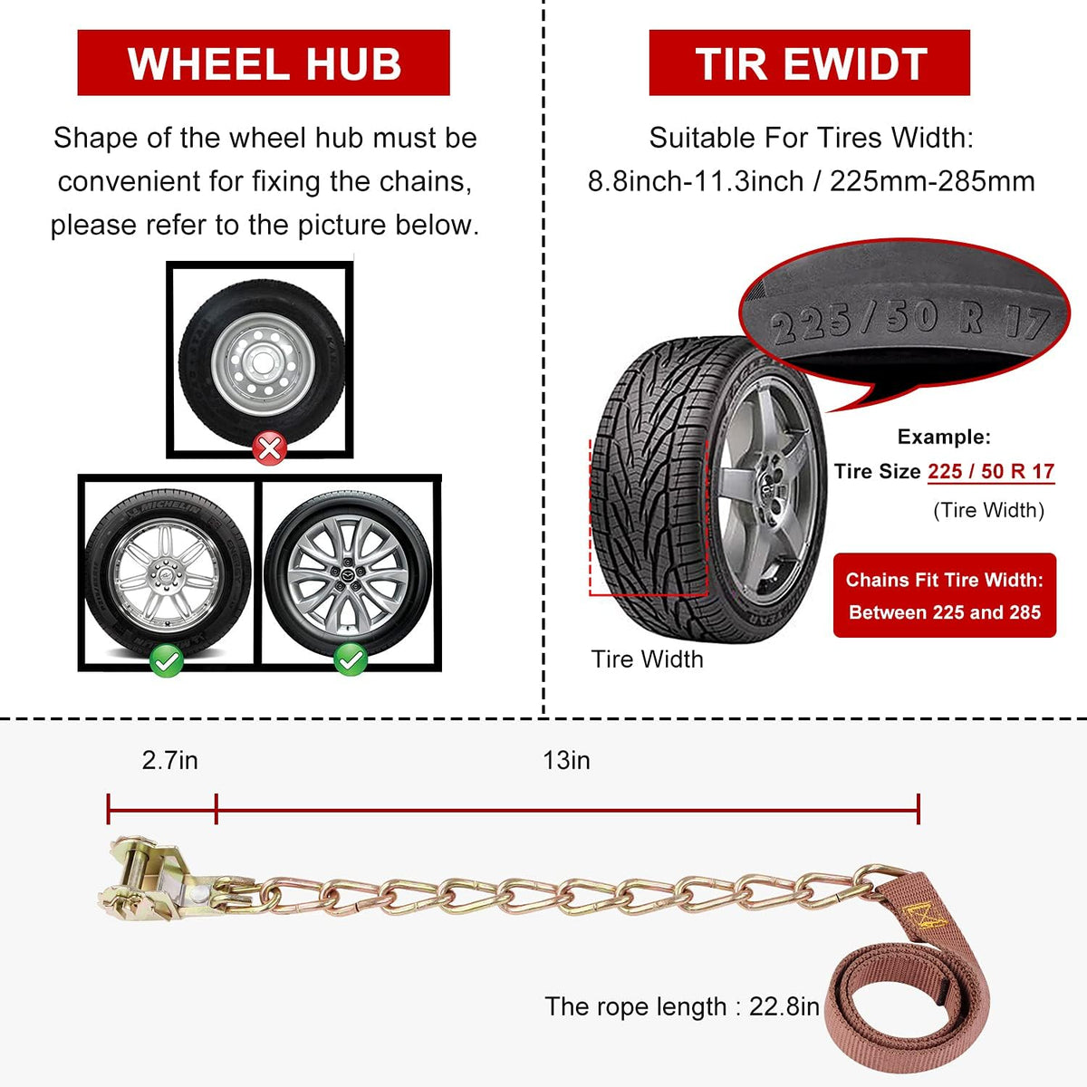 Tire Chains 6 PCS Adjustable Lock O244490
