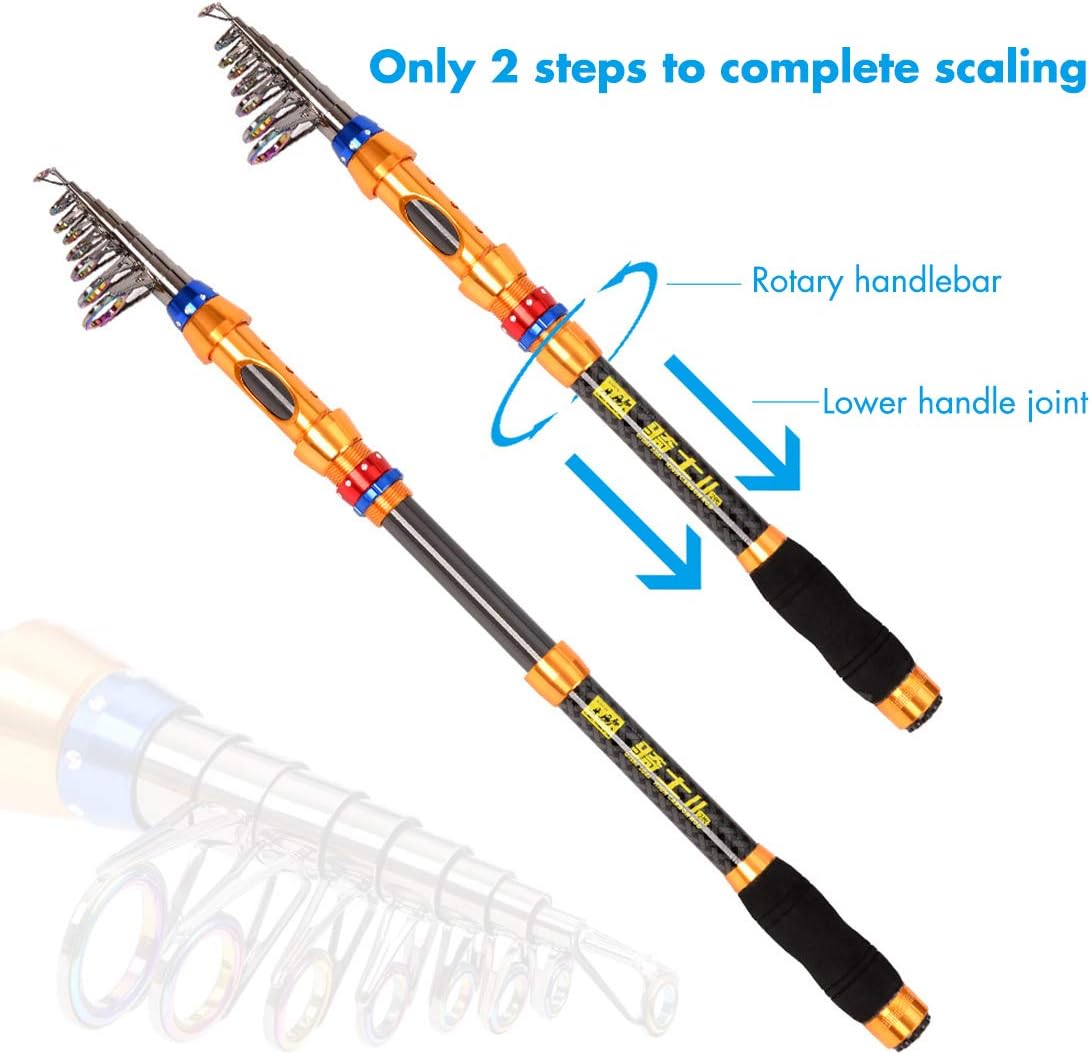 12 FT Carbon Fiber Telescopic Fishing Rod and Reel Combo with Carrier Bag C5220