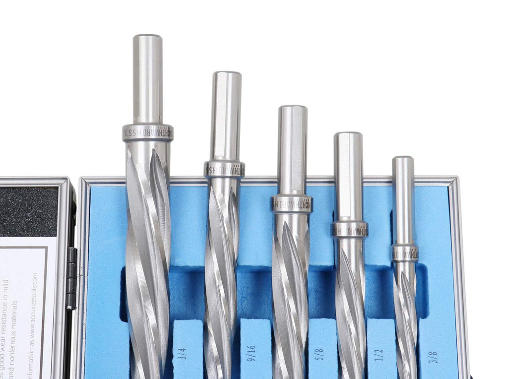 5 Pc H.S.S. Spiral Flute Car Reamer Set with Aluminum Case G5311