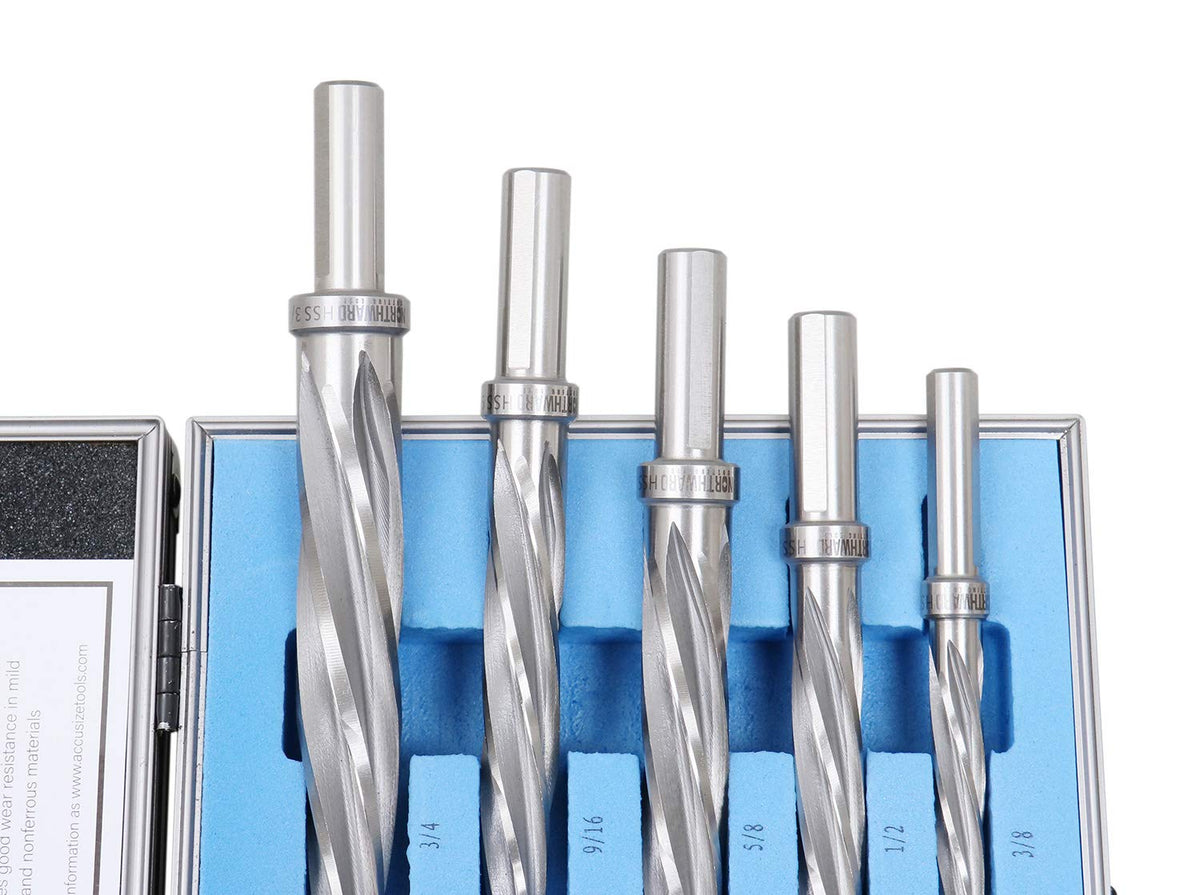5 Pc H.S.S. Spiral Flute Car Reamer Set with Aluminum Case G5311