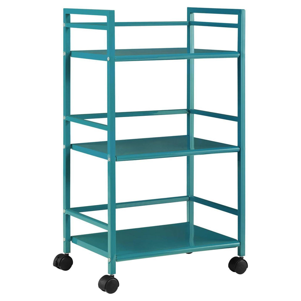 3 Shelf Metal Rolling Utility Cart Teal Q515799