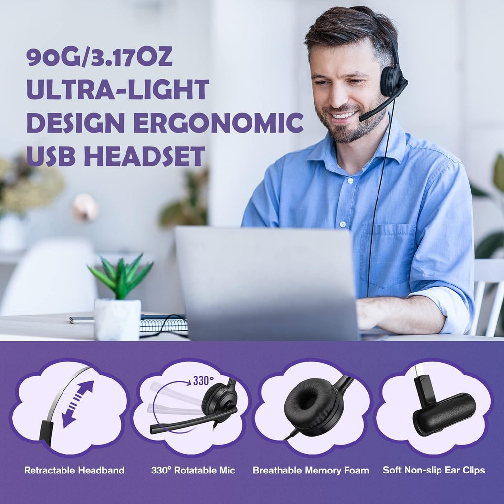 USB Headset with Noise Cancelling Microphone and in-Line Control G984
