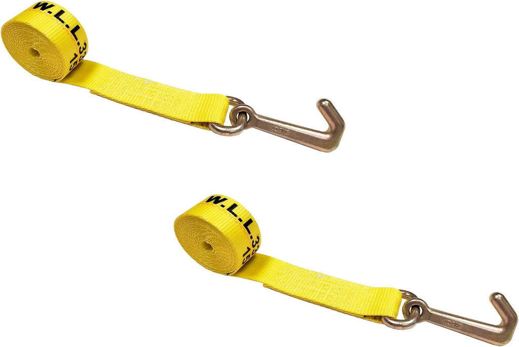 2 x 10' Mini J Hook Lasso Car Straps 4 Pack Yellow Y208865