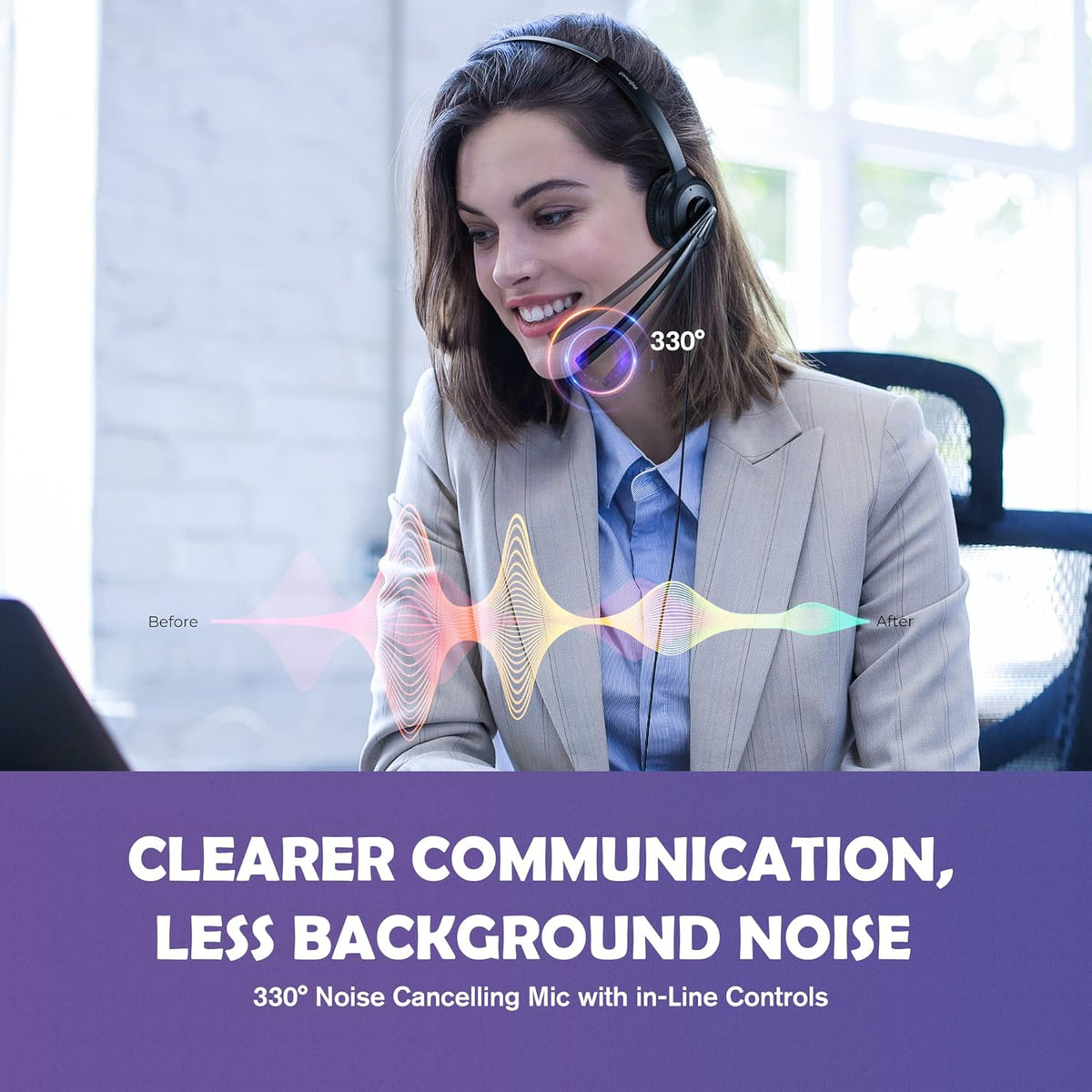 USB Headset with Noise Cancelling Microphone and in-Line Control G984