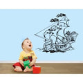 Turquoise Blue 47in x 42in Pirate Ship Wall Decal K92709