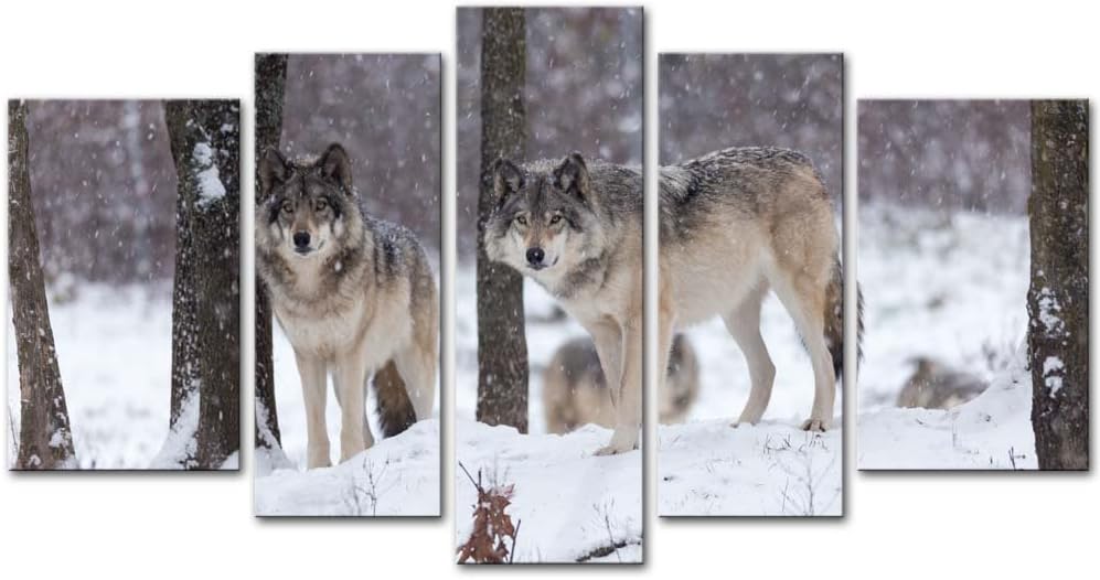 5 Pieces Wolf Canvas Wall Art S3874