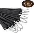 50 Pack 9" Natural Rubber Tarp Straps with Metal S-Hooks H3084