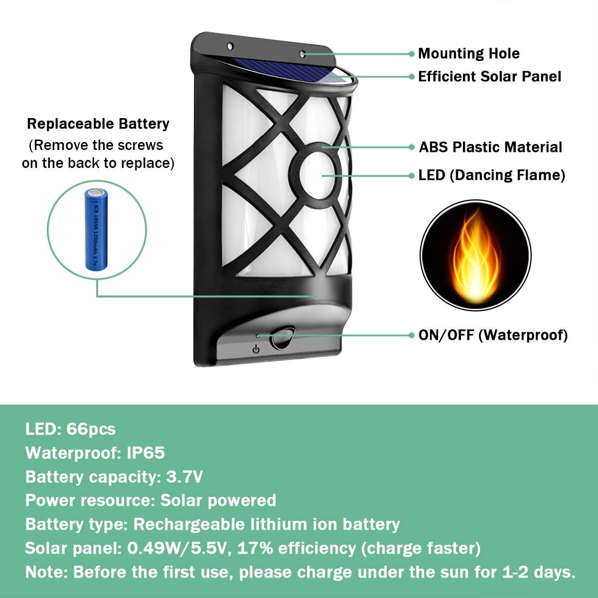 Solar Flame Lights Outdoor 6 Pack F5039