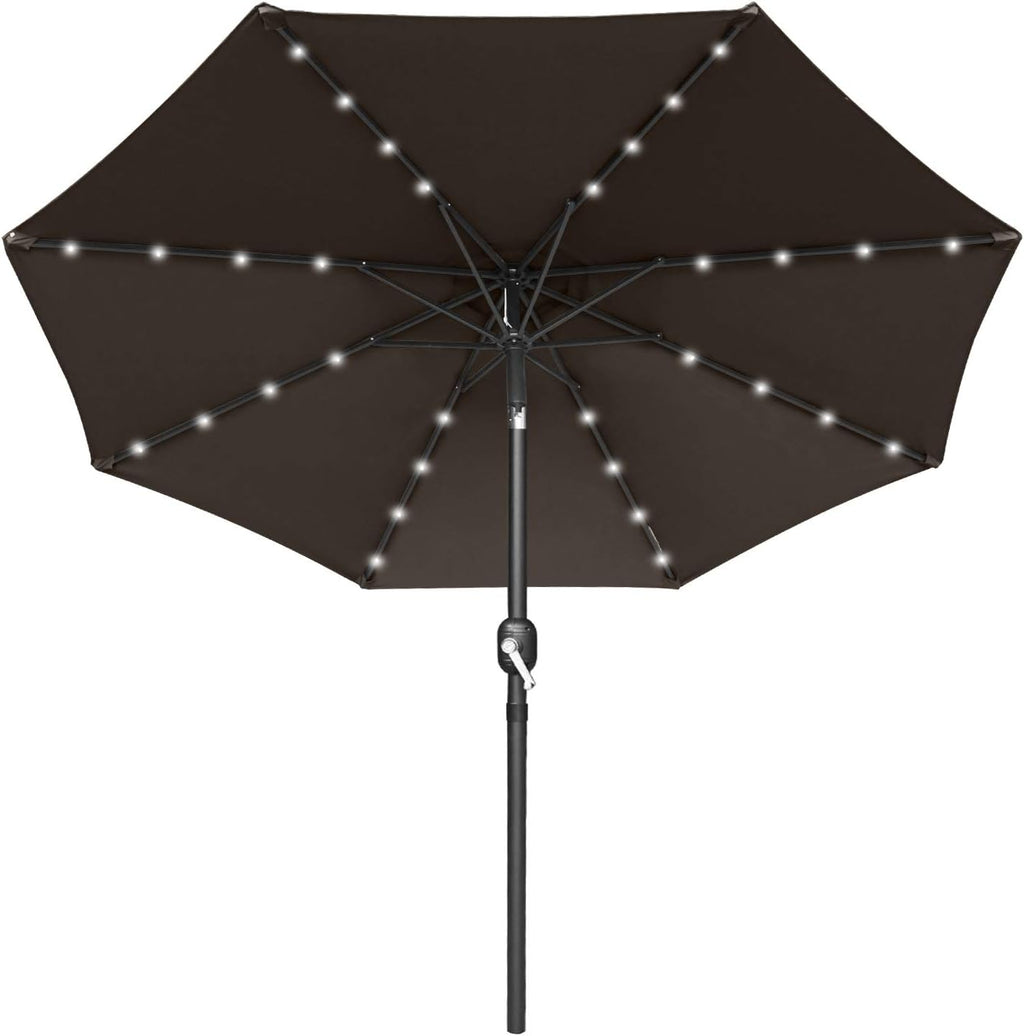 7.5ft Khaki Patio Umbrella with 32 Solar LED Lights V77839