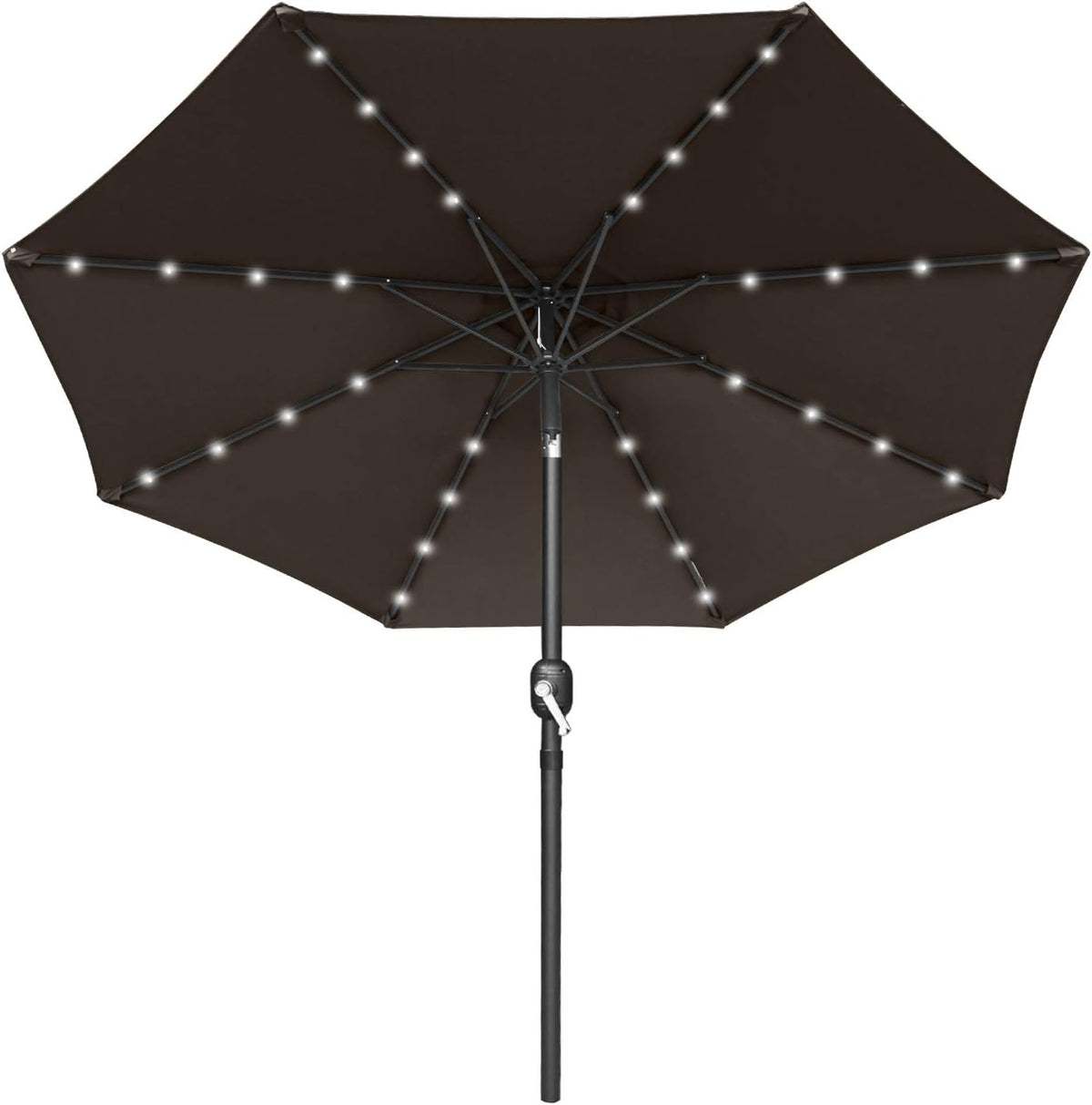 7.5ft Khaki Patio Umbrella with 32 Solar LED Lights V77839