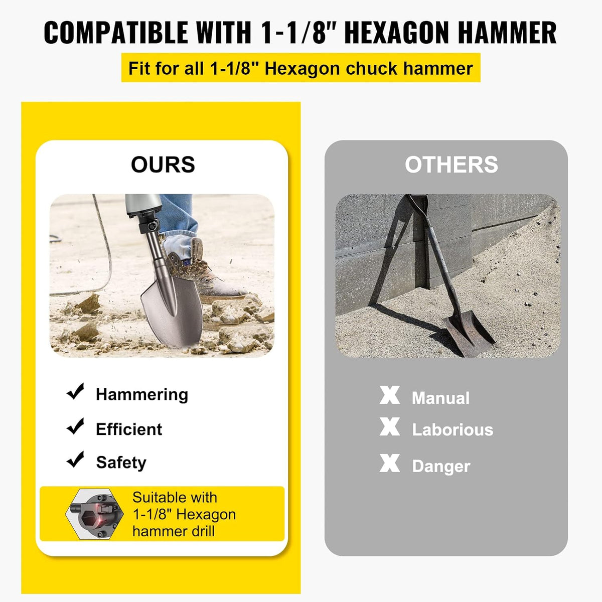 Clay Spade 1-1/8 Hex Jackhammer Bit Pack of 2 M726413
