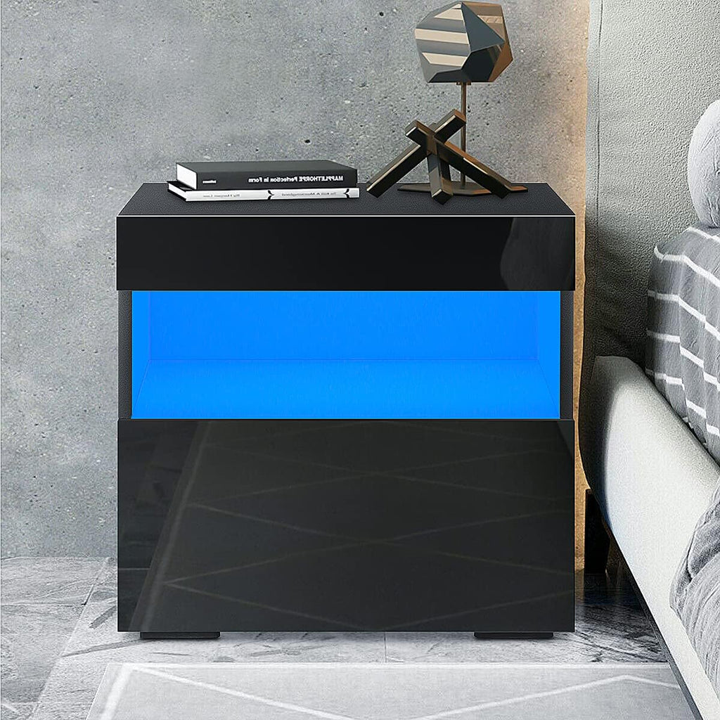 Black High Gloss 2 Drawer Nightstand Z94335