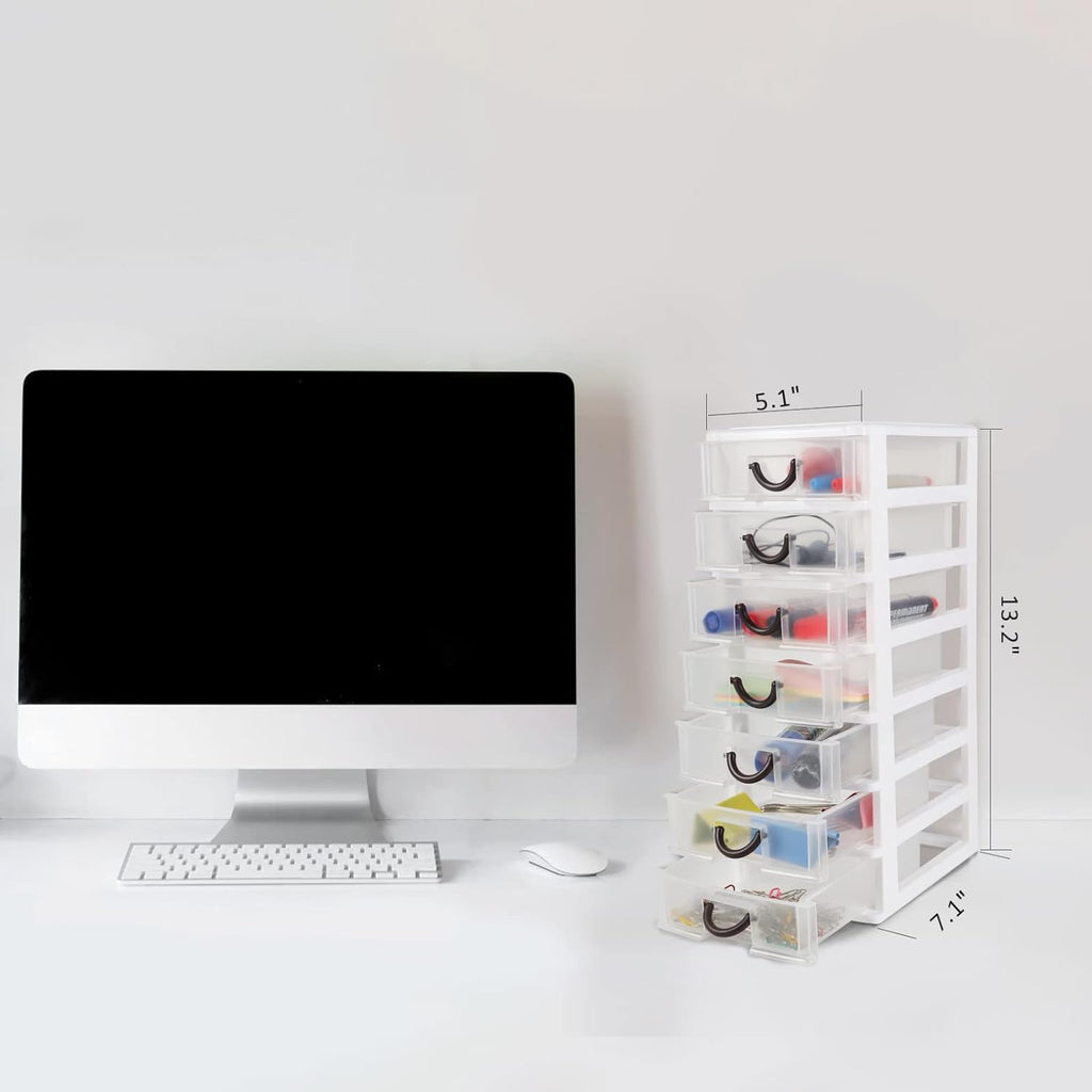 7 Clear Desktop Drawer Storage Container K59584