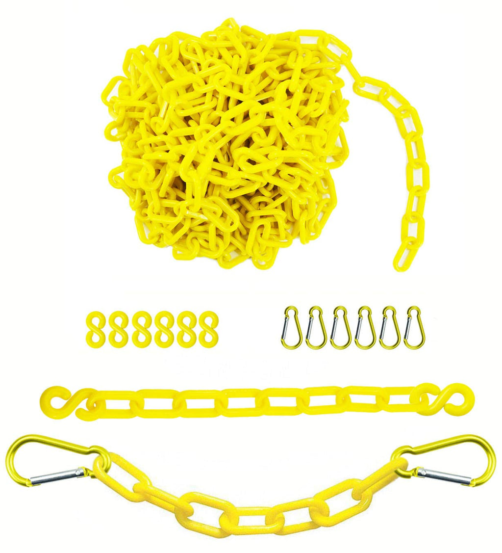 Yellow Plastic Safety Barrier Chain with Magnetic Hooks and Chain Cutter D985