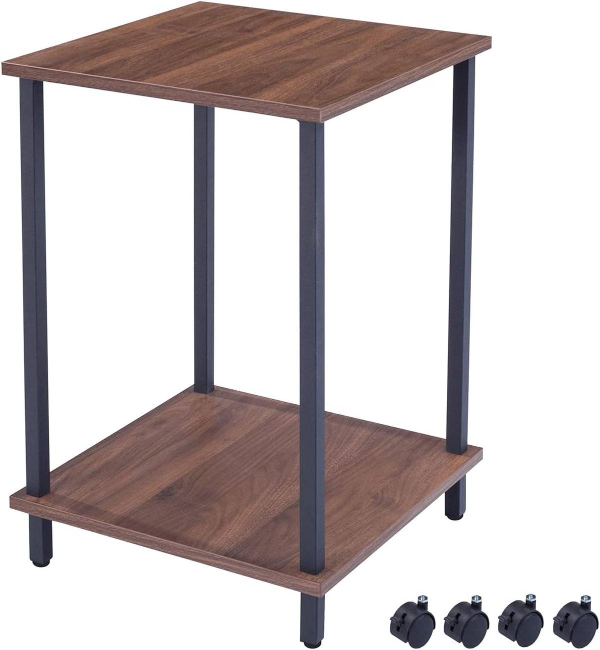 White Marble 2-Tier End Table with Castors F859827