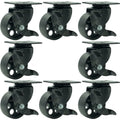 8 All Black Metal Swivel Plate Caster Wheels with Brake Y627821