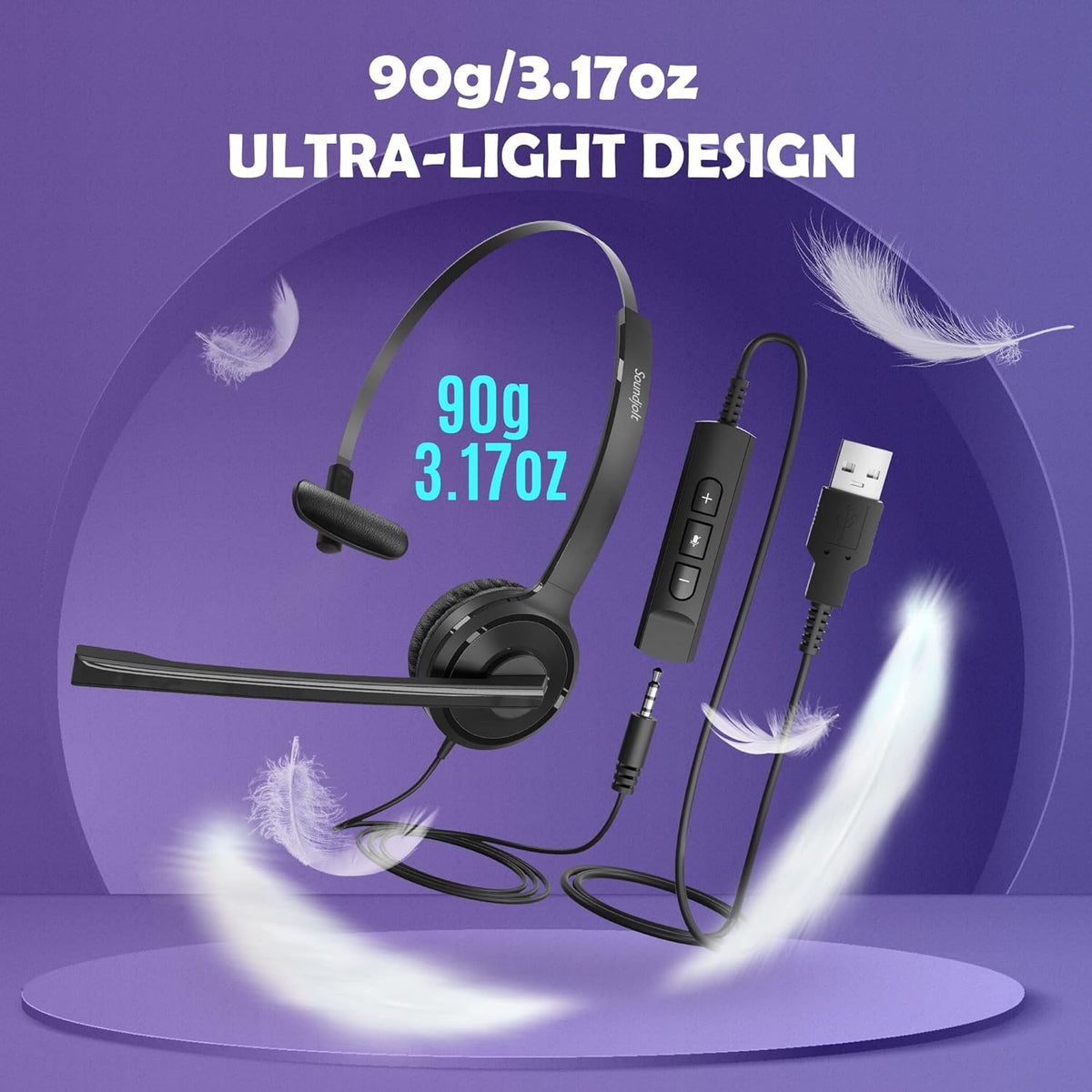 USB Headset with Noise Cancelling Microphone and in-Line Control G984