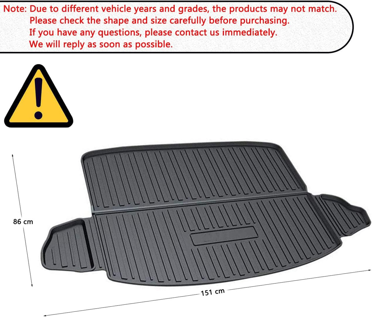 TPO Waterproof Rear Cargo Liner Tray Trunk Floor Mats E89508