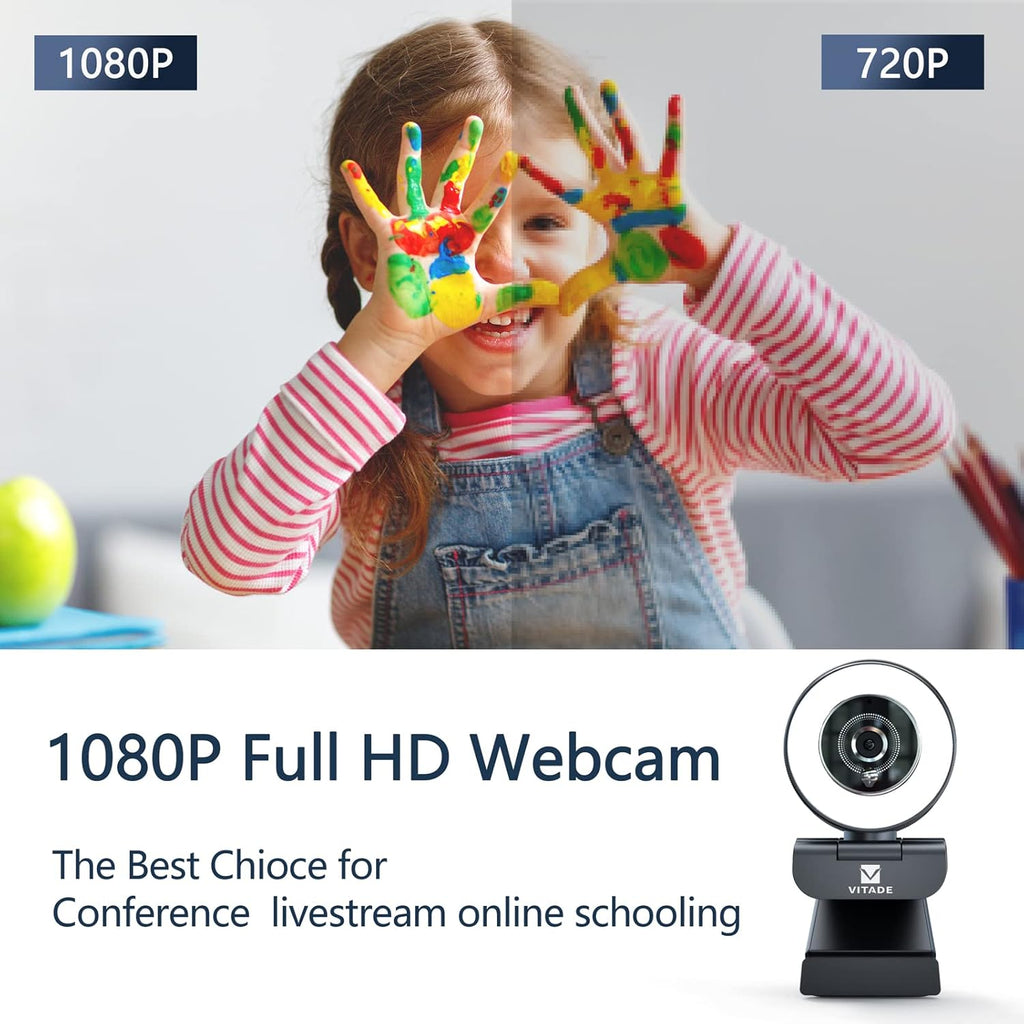 Full HD 1080P Webcam with Ring Light and Dual Microphones G220355