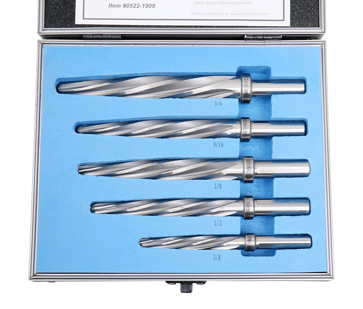 5 Pc H.S.S. Spiral Flute Car Reamer Set with Aluminum Case G5311