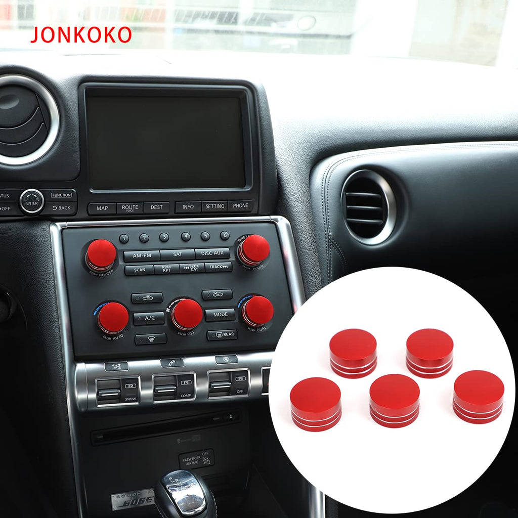Red Aluminum Alloy Air Conditioner Volume Knob Cover Trim Pack of 2 H83924
