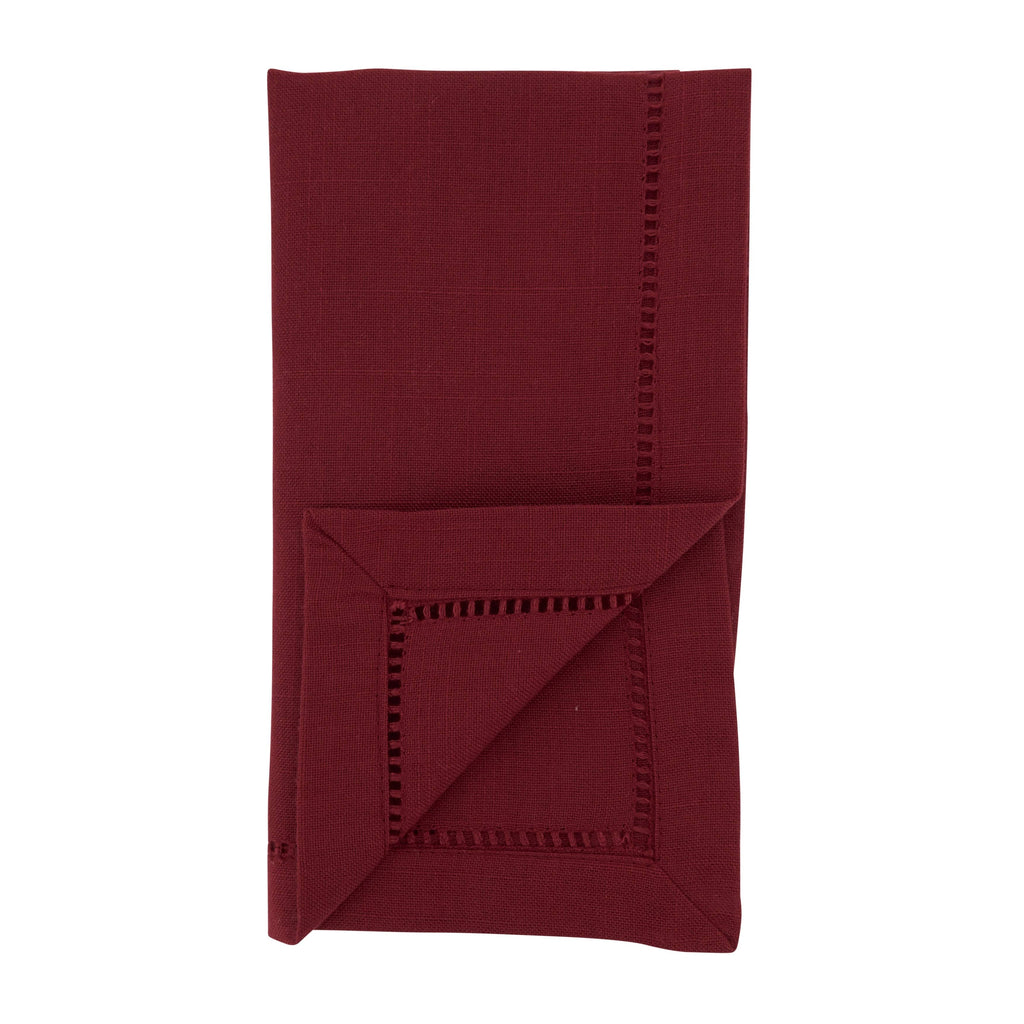 Burgundy Hemstitch Border Dinner Napkin Set of 12 R836
