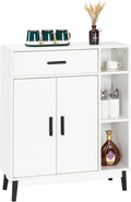 White Wood Accent Cabinet with Open Shelves and Doors F5231