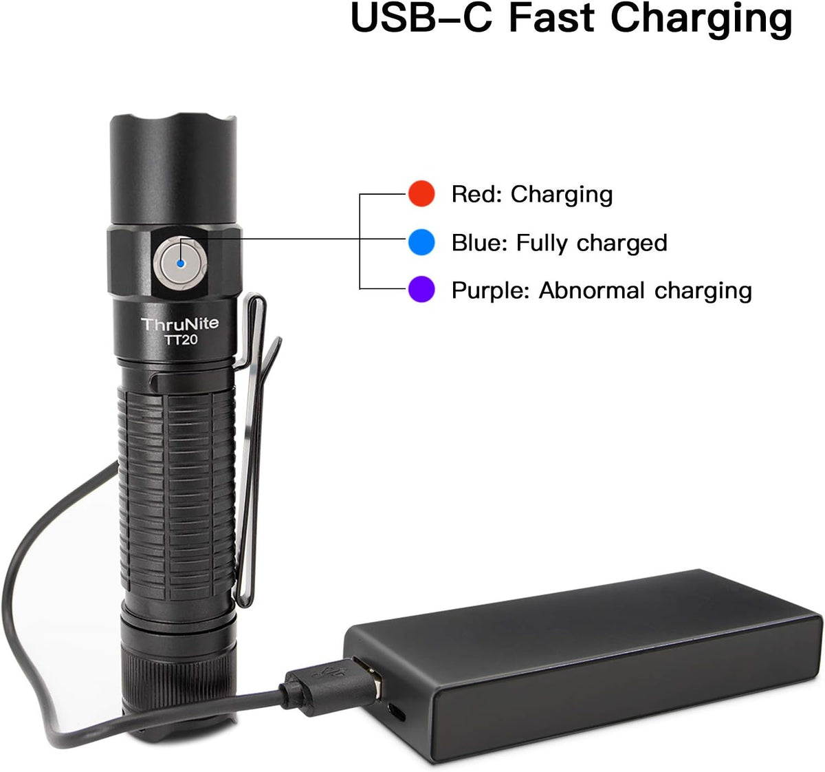 Black Rechargeable Tactical Flashlight C100652