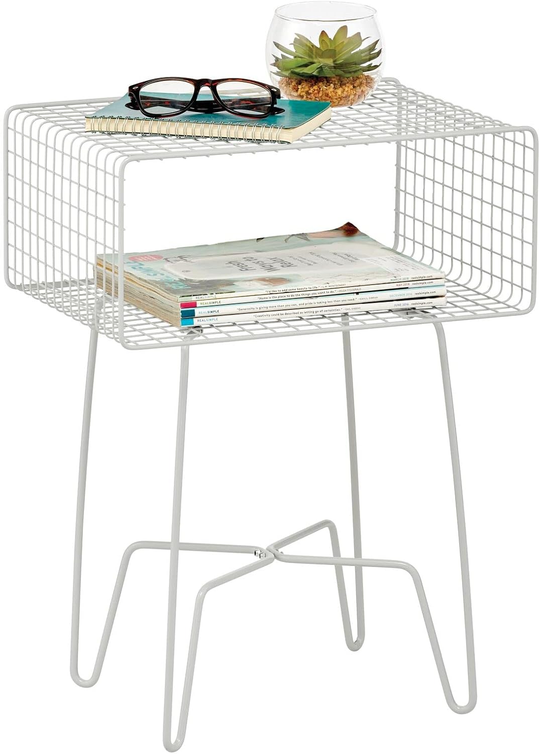 Chrome 2-Tier Metal Side Table with Storage Shelf A191482