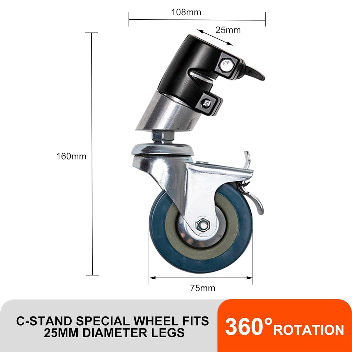 3PCS Swivel Caster Wheels Set All Metal Rubber Wheels D8944