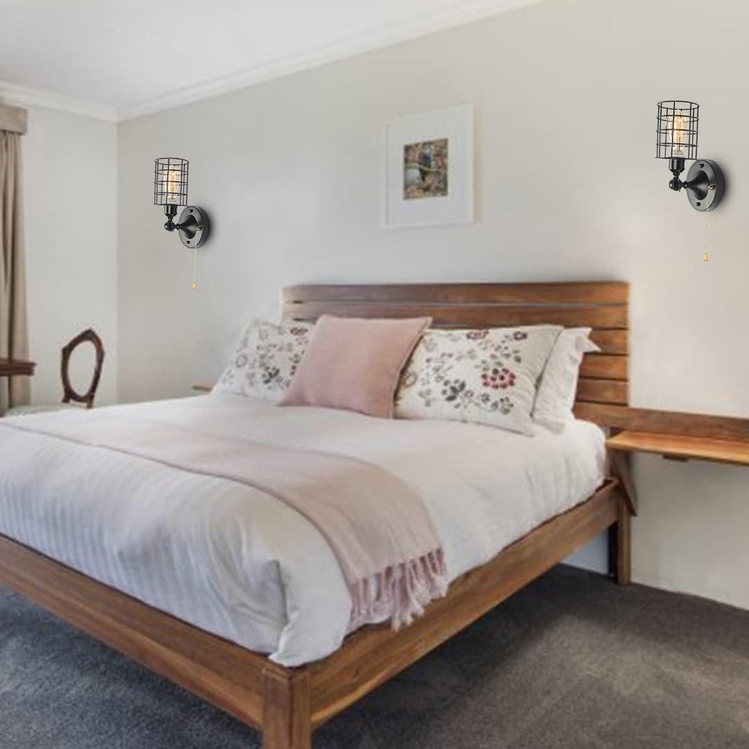 Black Metal Pull Chain Ceiling Light Fixture T4281