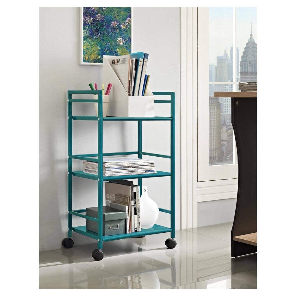 3 Shelf Metal Rolling Utility Cart Teal Q515799