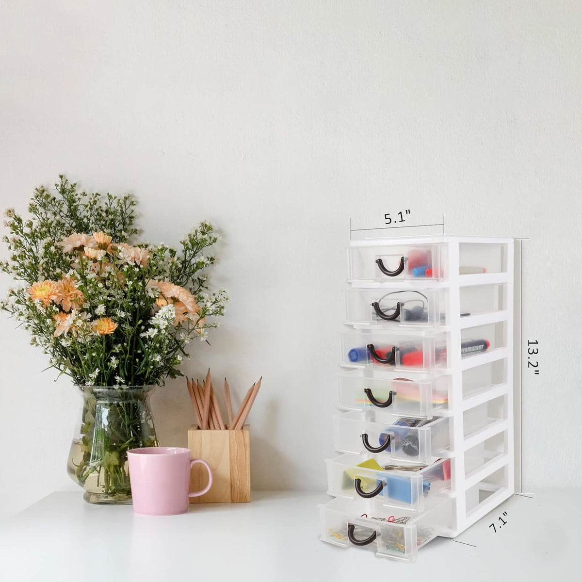 7 Clear Desktop Drawer Storage Container K59584
