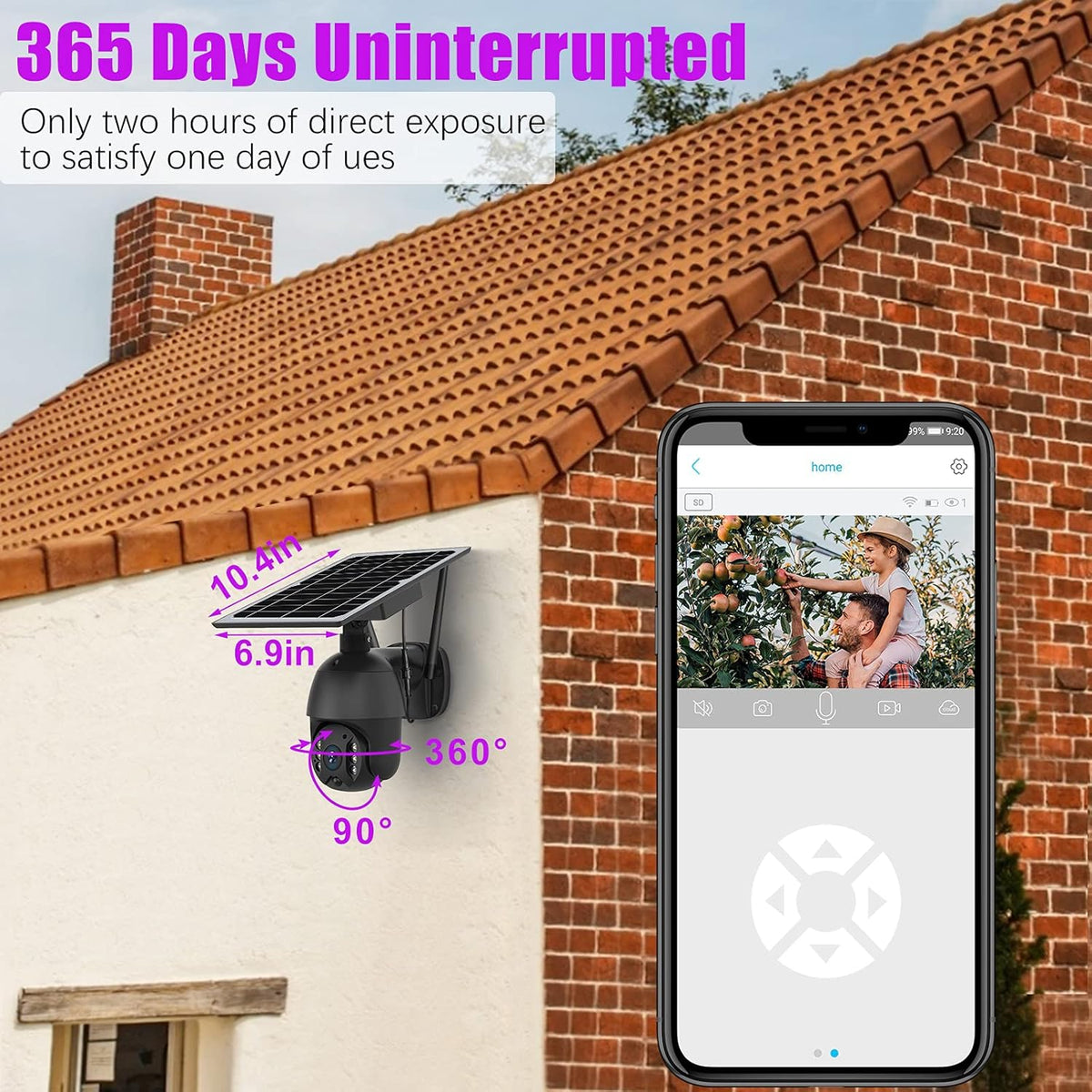 Solar Powered Wireless Security Camera Outdoor Pan Tilt WiFi Waterproof with Spotlight Battery Solar Panel Color Night Vision Motion Detection 2-Way Audio SD&Cloud Storage Black H132873