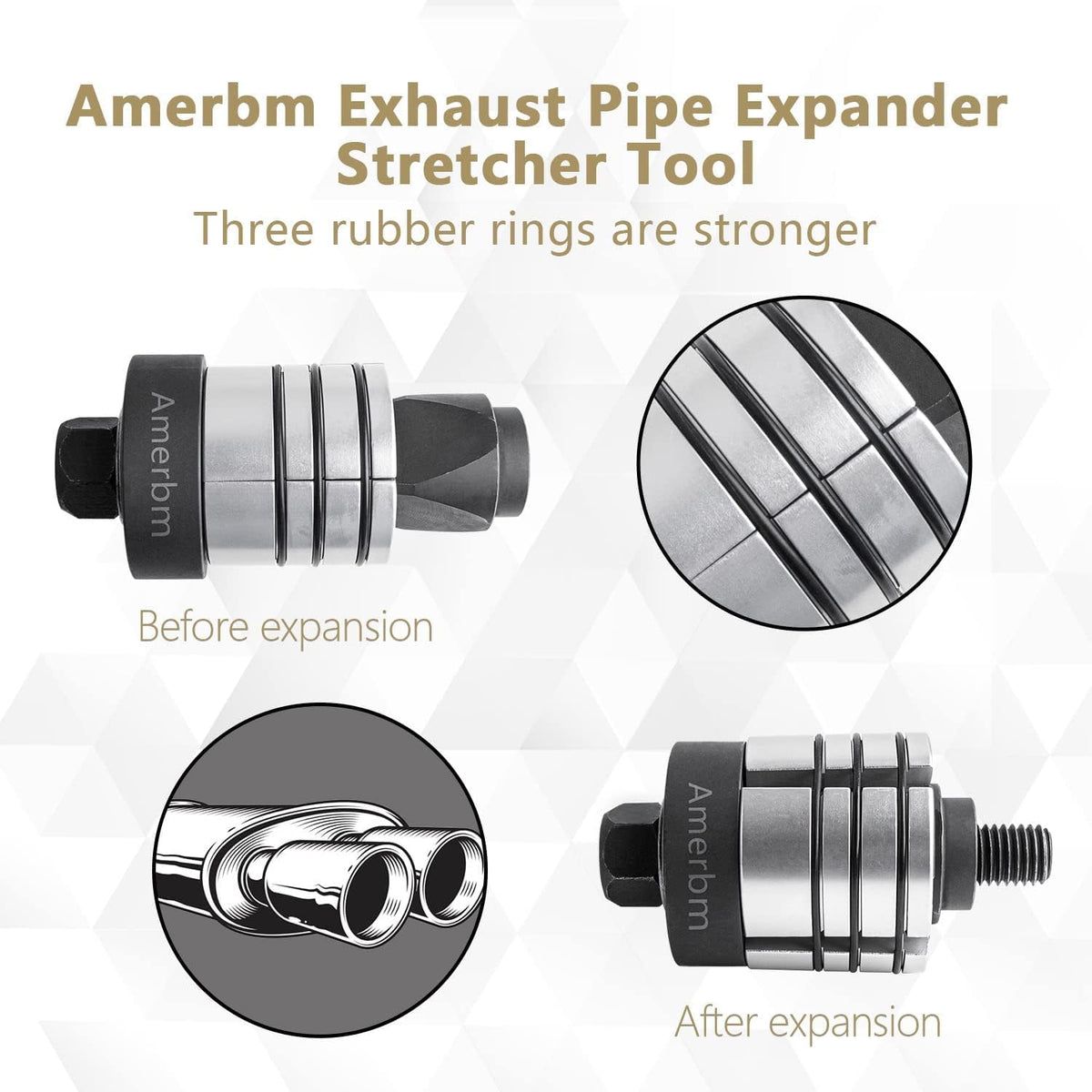 Exhaust Pipe Expander Tool Set 1-5/8 to 4-1/4 Inches with Rubber Rings Z698401