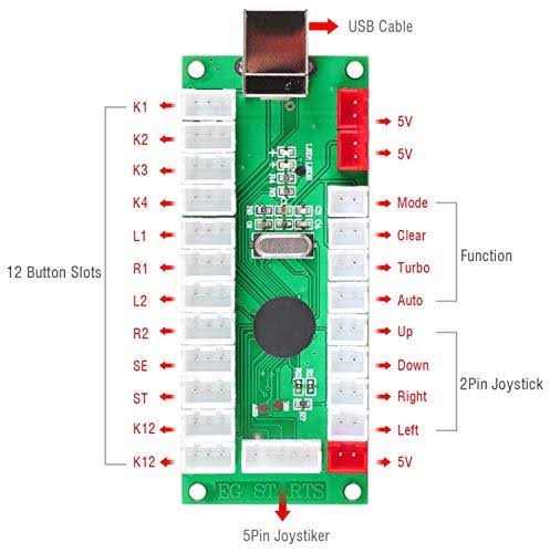 Arcade Gamepads and Controllers DIY Kit 2 Ellipse Oval Joystick 20 LED Chrome Buttons V4281