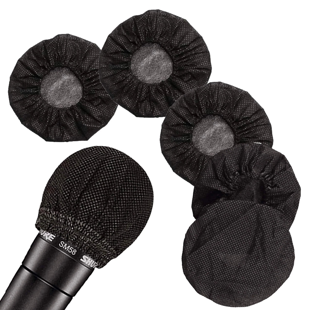 200 Pcs Black Non-Woven Disposable Microphone Cover I263774