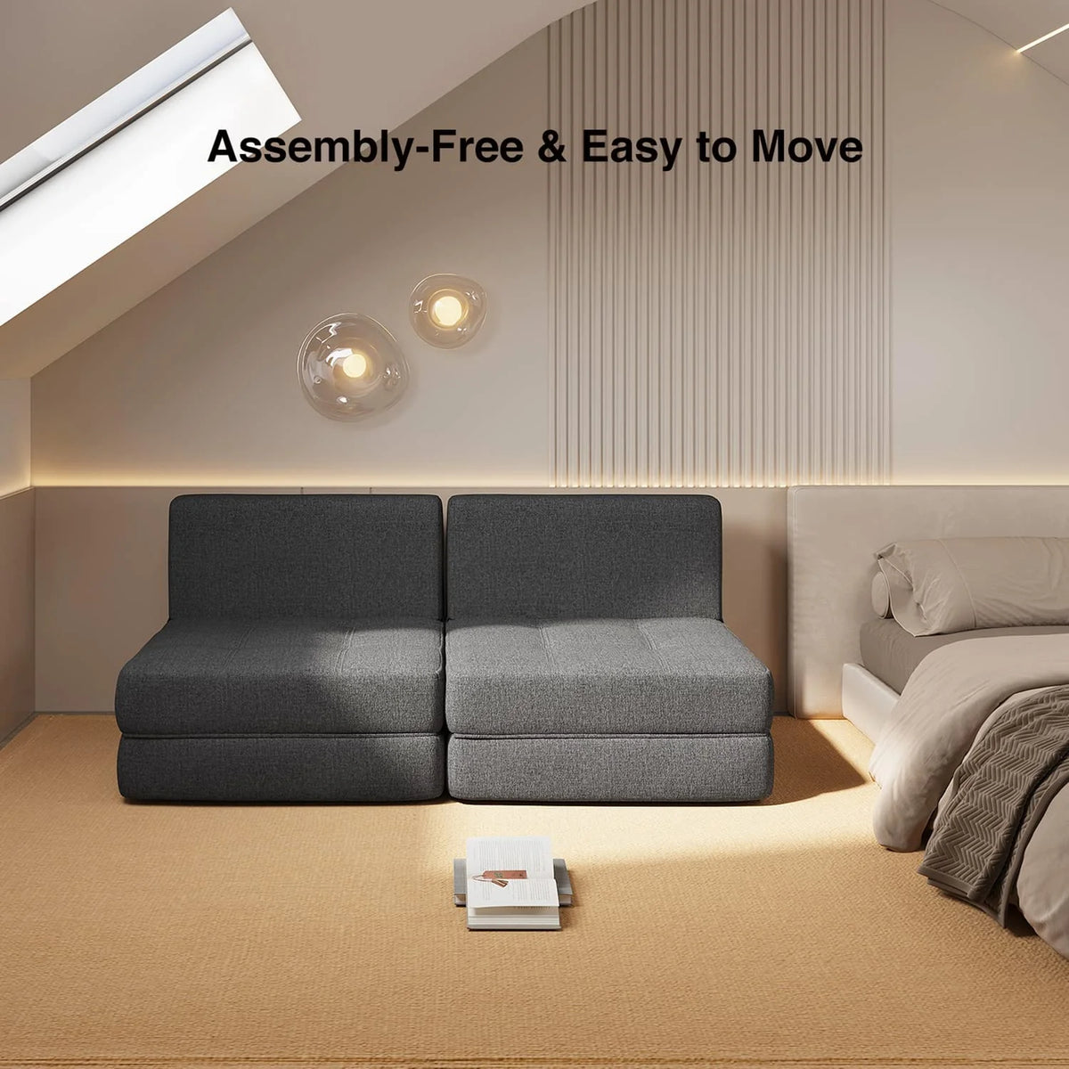 Light Gray Sleeper Sofa Bed P8545