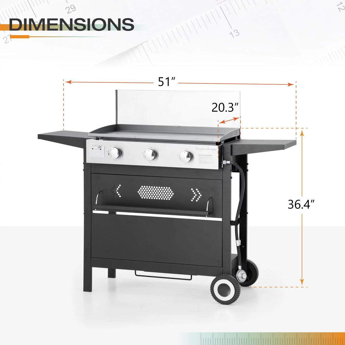 3-Burners Gas Griddle Portable Flat Table Top BBQ Grill 33,000 BTU P82171