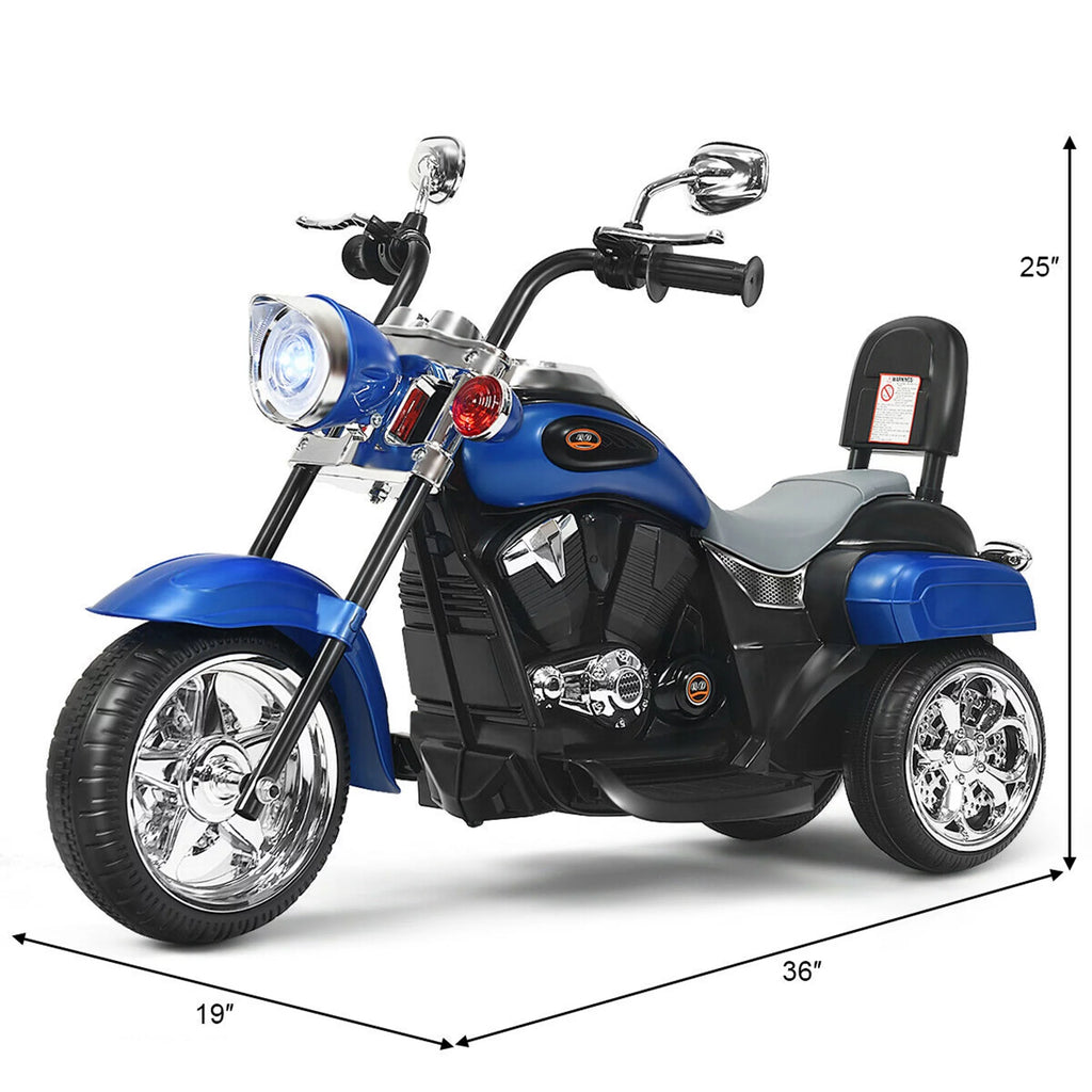 6V Kids Ride On Motorcycle 3 Wheel Trike with Headlight White P287953