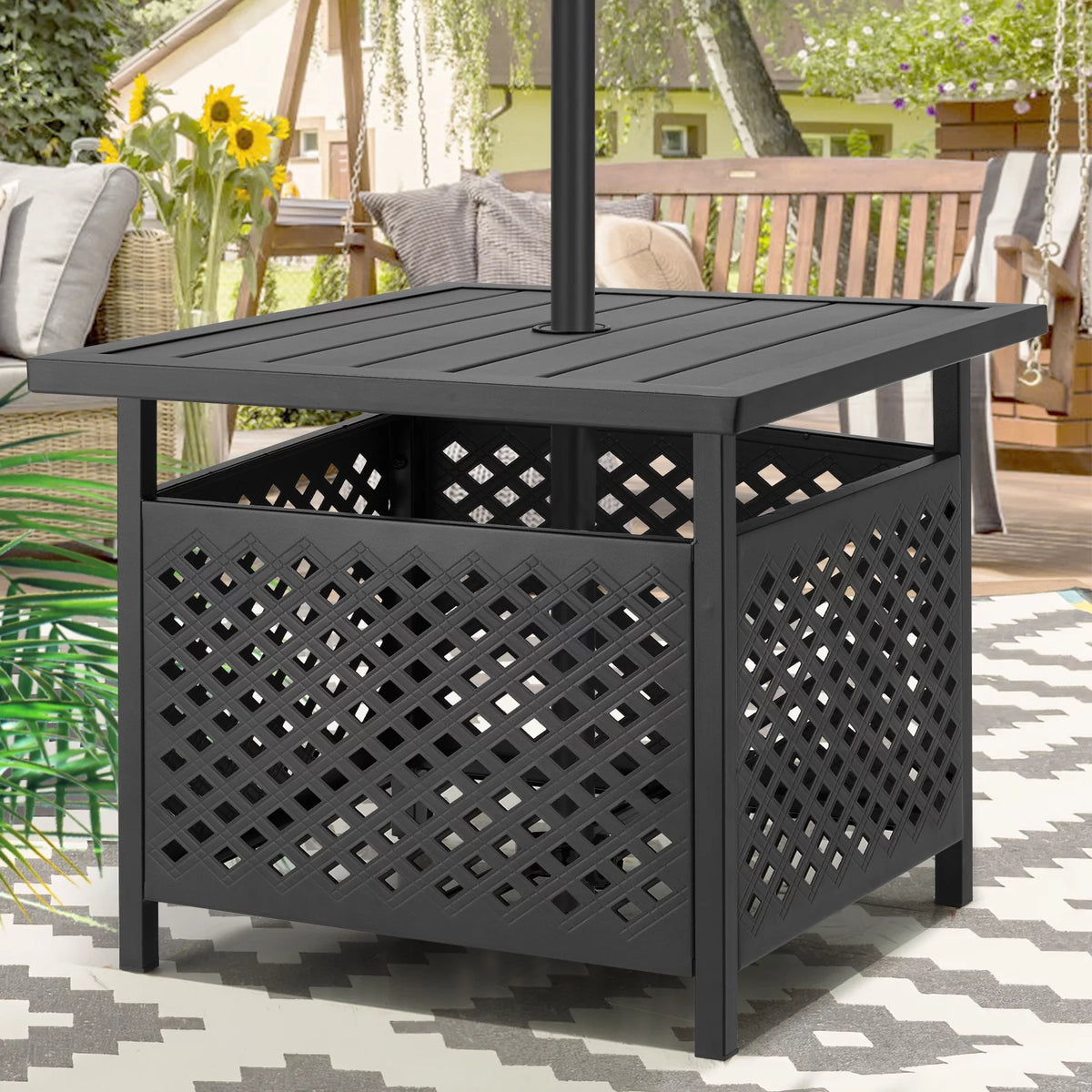 Outdoor Metal Bistro Table with Umbrella Hole I9337