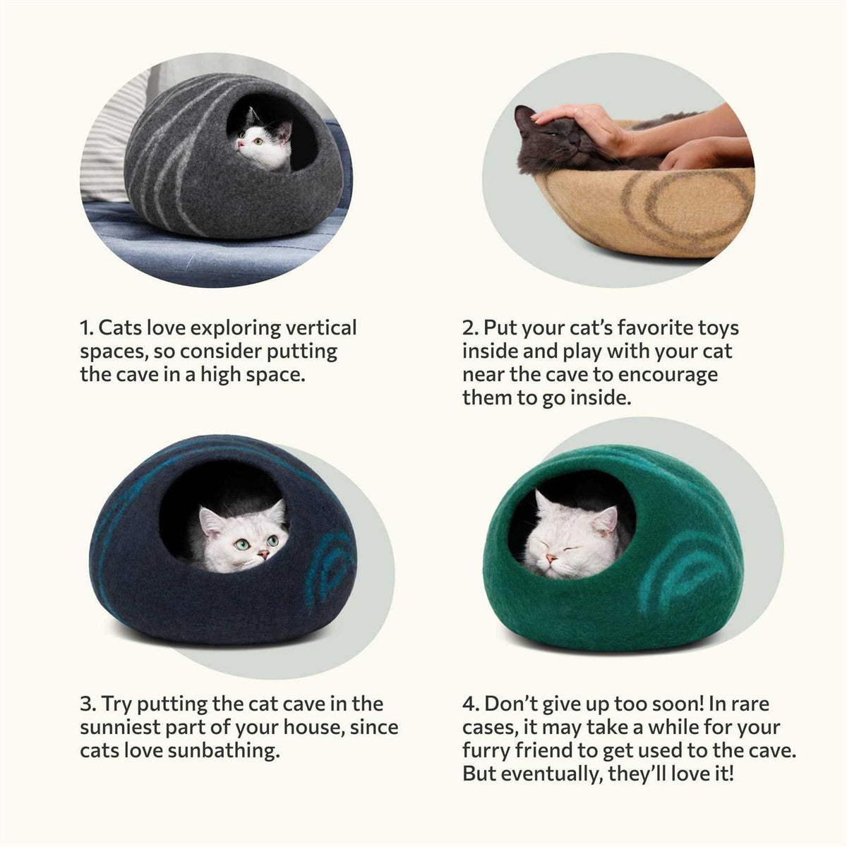 Felt Cat Bed Cave 100% Merino Wool P605