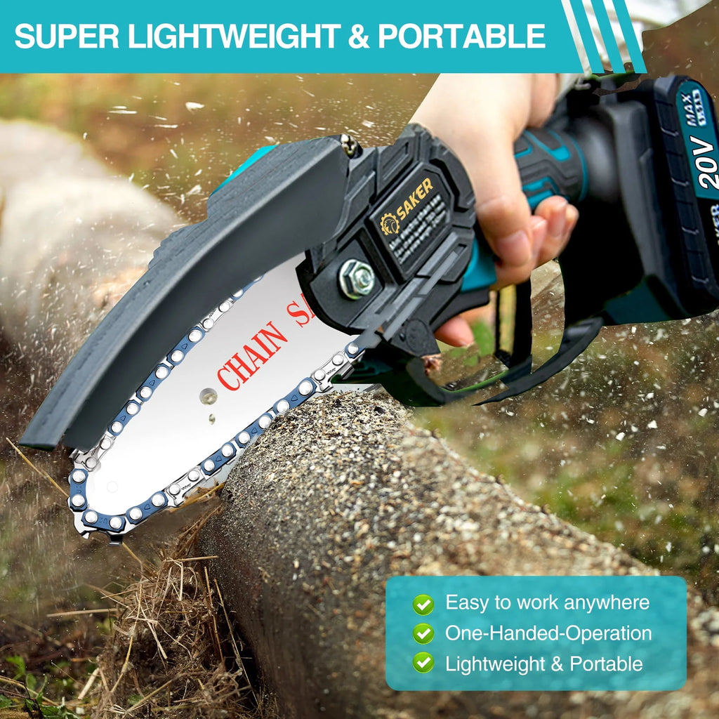 4 Inch Mini Cordless Electric Chainsaw with 2 Batteries B7627