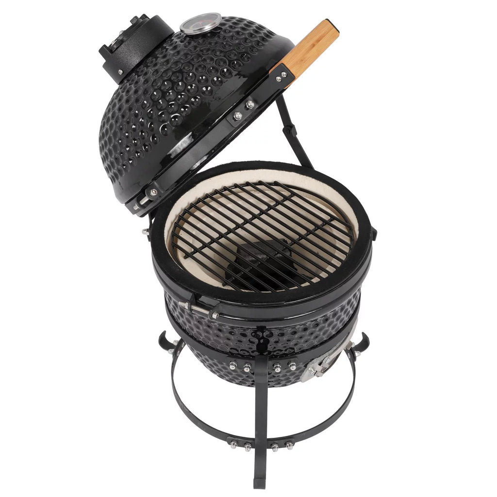 13in Round Ceramic Charcoal Grill Black F370782