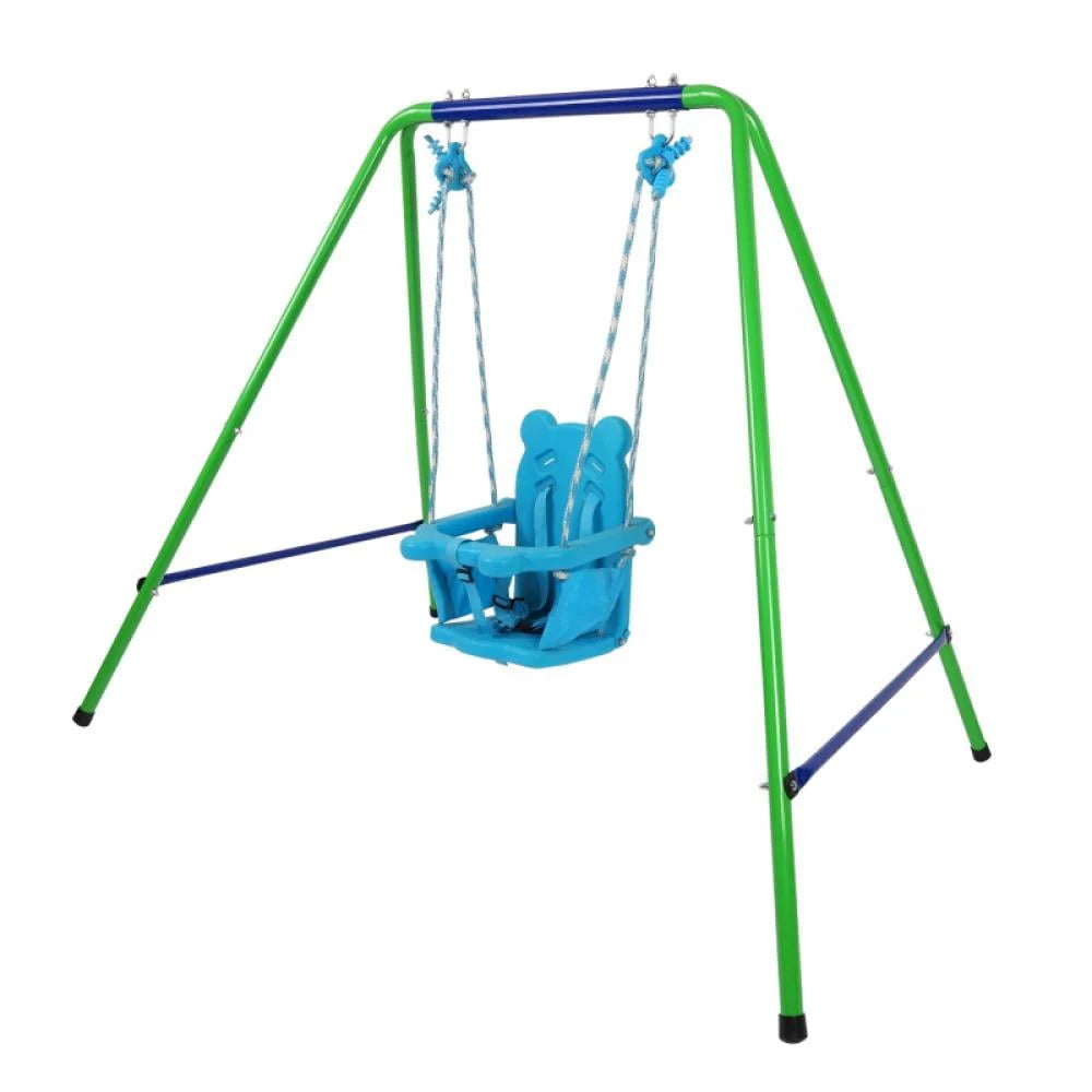 Folding Metal Swing Play Set with Safety Harness I574923