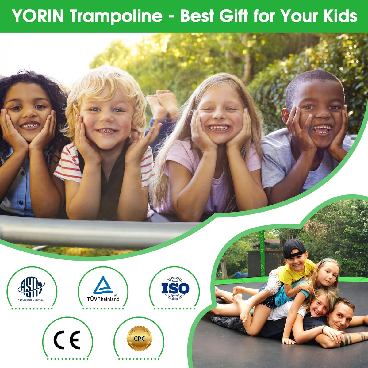 12FT Round Outdoor Trampoline with Enclosure Net Q66672