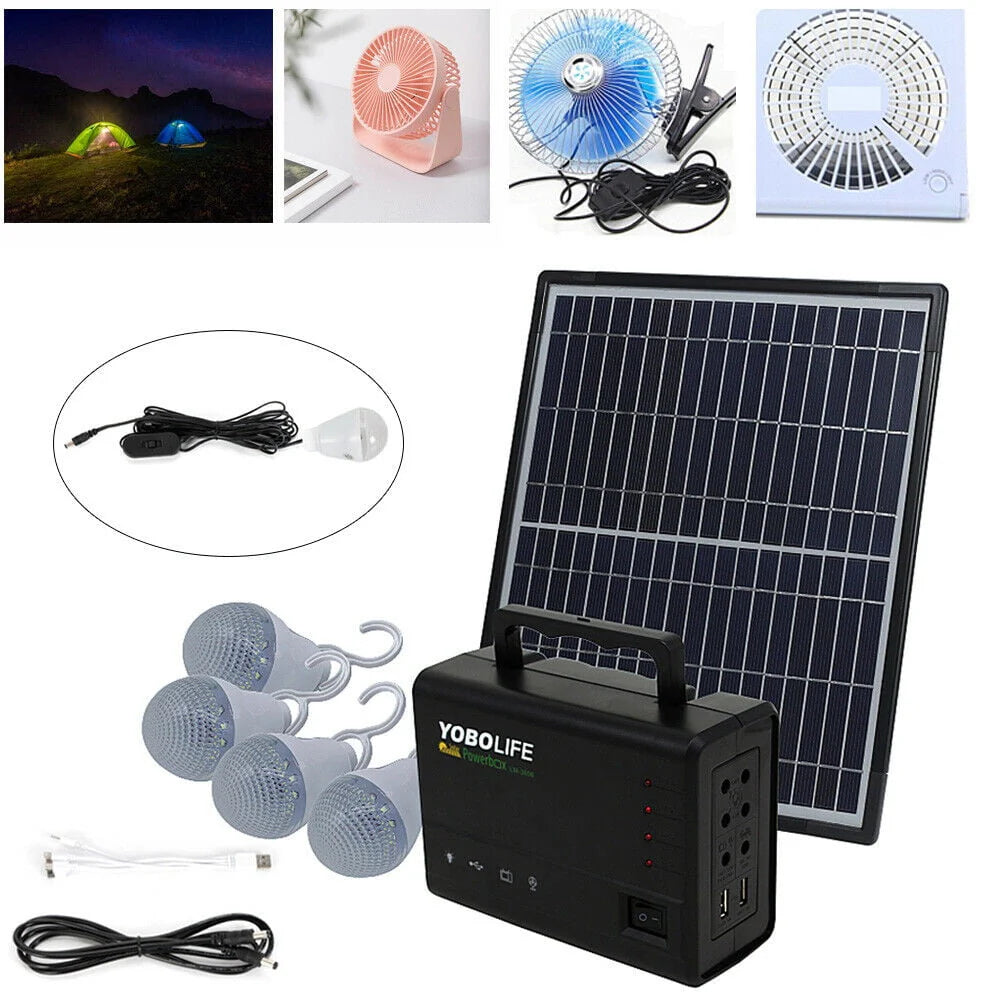 Portable Solar Panel Power Generator Kit with 4 Bulbs E617306