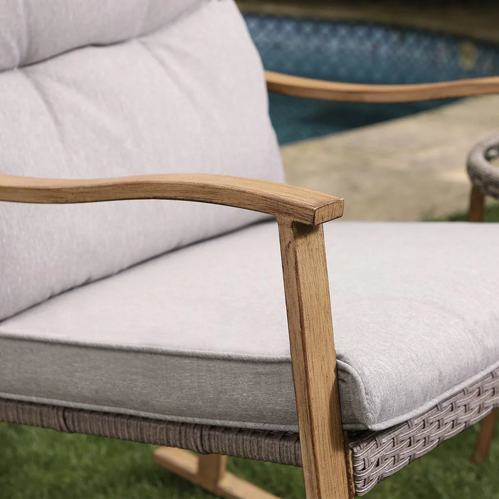 3 Piece Metal Bistro Set with Gray Cushions J854