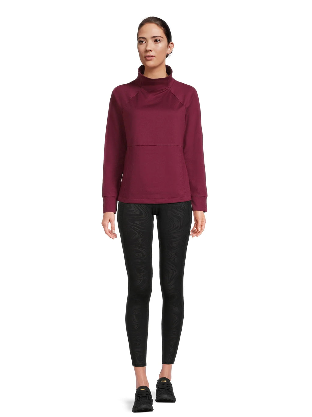 Mock Neck Long Sleeve Pullover Top V8321